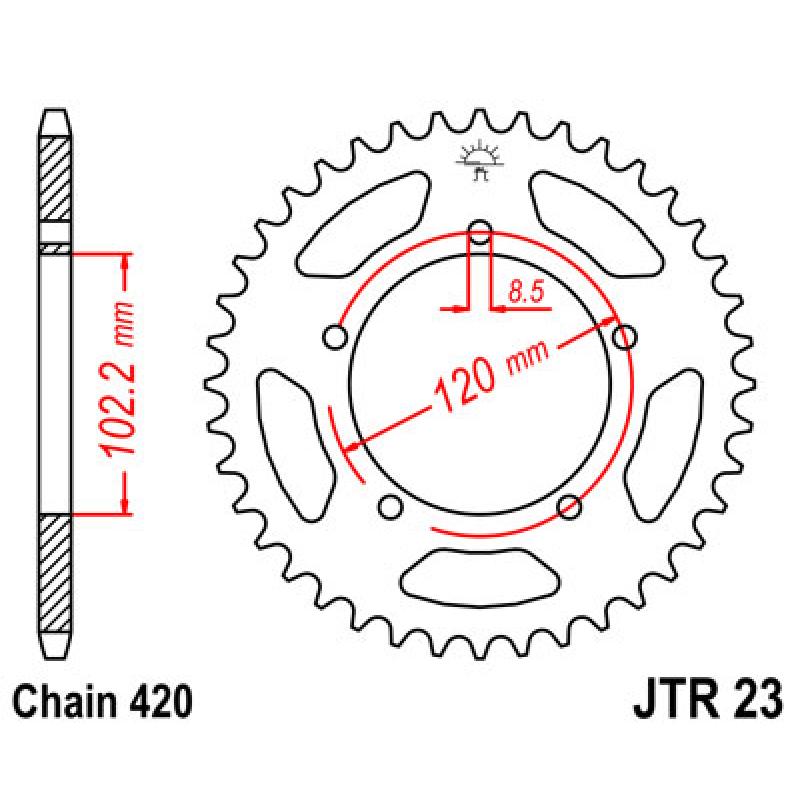 Купить Звездочка задняя JT Sprockets (шаг 420 ) JT JTR23.47